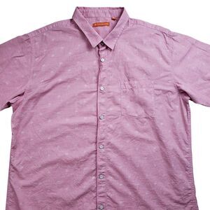 Tori Richard Palm Tree Shirt Mens 2XL Pink Short Sleeve AOP Button Up